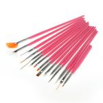 15 Pcs Acrylic Nail Art Design Painting Pen Brush Set (Pink)