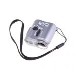 Silver Mini 60X Loupe Pocket Magnifier Microscope with LED Light