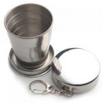 Stainless Steel Travel Camping Hiking Folding Collapsible Cup with A Lobster Clip