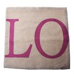 Cotton Linen Decorative Couple Throw Pillow Cover Cushion Case Printed LOVE with Gift Card-Set of 2