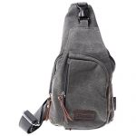 Outdoor Sports Casual Canvas Vintage Handbag Messenger Backpack Crossbody Sling Bag Shoulder Bag Chest Bag for Men (Grey)
