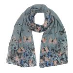 Ladies Butterfly Cluster Print Fashion Scarf (Grey)