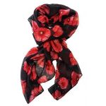 Bold Poppy Scarf - Lovely Big Bold Poppies adorn this lovely scarf (Black)