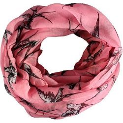 Yufashion swallow bird animal print long shawls / scarves / wraps / head scarf / pashmina-PINK