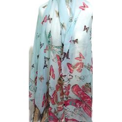 Beautiful Aqua/Blue Butterfly Print Fashion Scarf Wrap Shawl Maxi Sarong