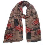 Ladies Newspaper British Flag Print Fashion Scarf (Brown)