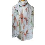 Ladies Scarves New Beautiful Animal Print Dragonfly Print Scarf Lightweight Large Size Sarong Neck Wrap White