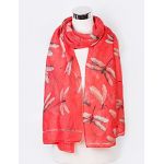Ladies Women's Dragonfly Print Scarf Shawl Wrap Neck-Wrap Sarong Coral