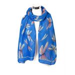 Ladies Women's Dragonfly Print Scarf Shawl Wrap Neck-Wrap Sarong Royal Blue