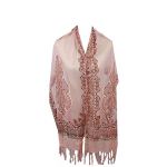Ladies Womens Girls Luxury Double Netted Lace Pink Scarf Shawl Stole Throw Wrap Cover-up Hijab