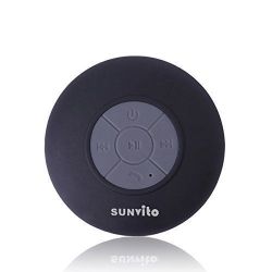 Sunvito Wireless Portable Bluetooth Waterproof Suction Cup Speaker for Showers,Boat,Car,Beach,Outdoor Use (Black)