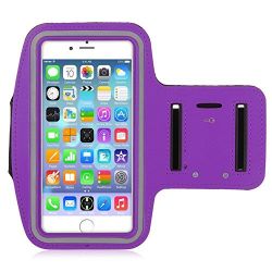 Iphone 6 plus 5.5 premium sports armband cover strap for jogging, running, gym work, cycling (purple)