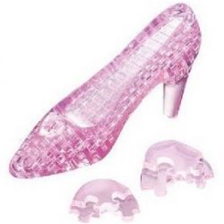 3D Crystal Puzzle Pink Shoe High Heel Jigsaw Puzzle IQ Toy Model Decoration
