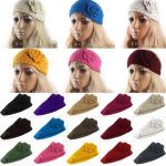 Knitted headband women crochet winter flower ear warmer hairband headwrap