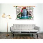 Wall Sticker Water Fall with Lake 3D window room decoration Decal Vinyl