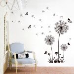 Wall sticker black dandelion romance flowers room decoration decal vinyl