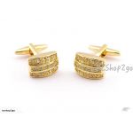 Men's Jewelry Cufflinks Gold Paint with White Crystal Cuff Links