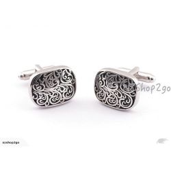 Men's Jewelry Cufflinks Classical Vintage Pattern Silver French Style Cuff Links