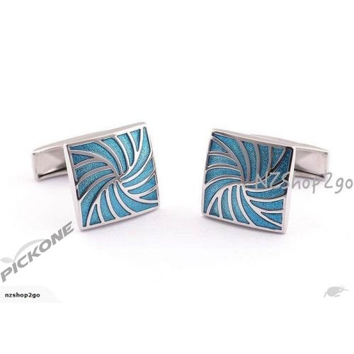 Men's Jewelry Cufflinks Blue square pattern paint French Style Cuff Links